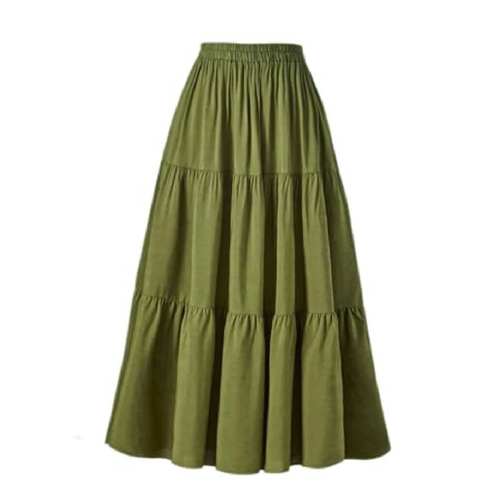 Long Flowy Maxi Skirt with Pockets High Waist A-Line Renaissance - Picture 2 of 8